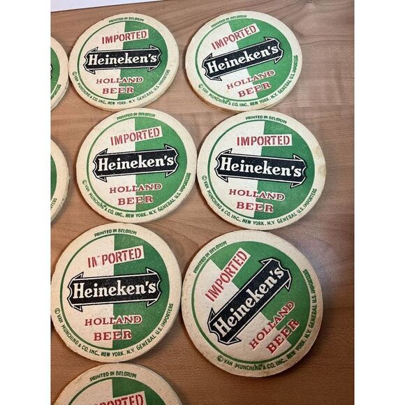 Vintage HEINEKEN Green Biere Bier Beer Coasters Bar Pub Tavern Holland (10) - Picture 3 of 6